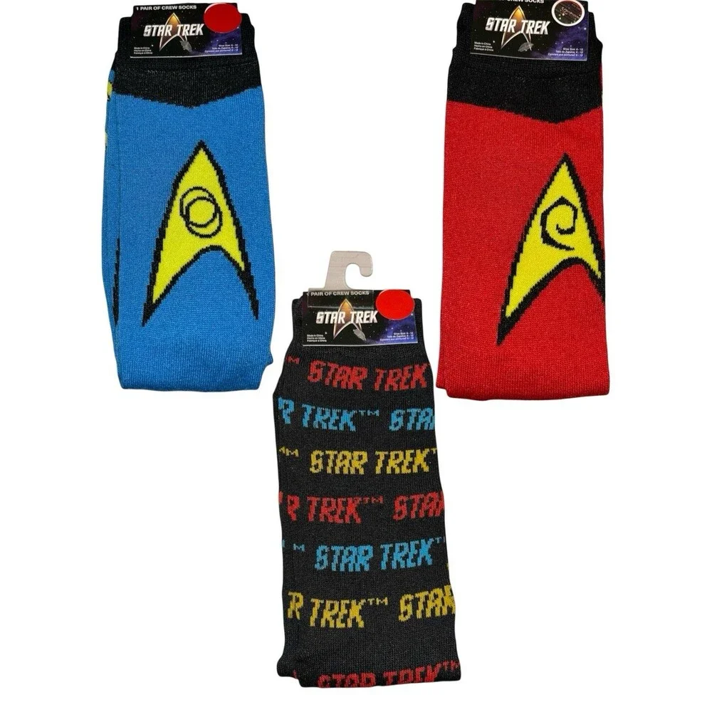 3x  Star Trek Novelty Fun Crew Socks  Size 6-12